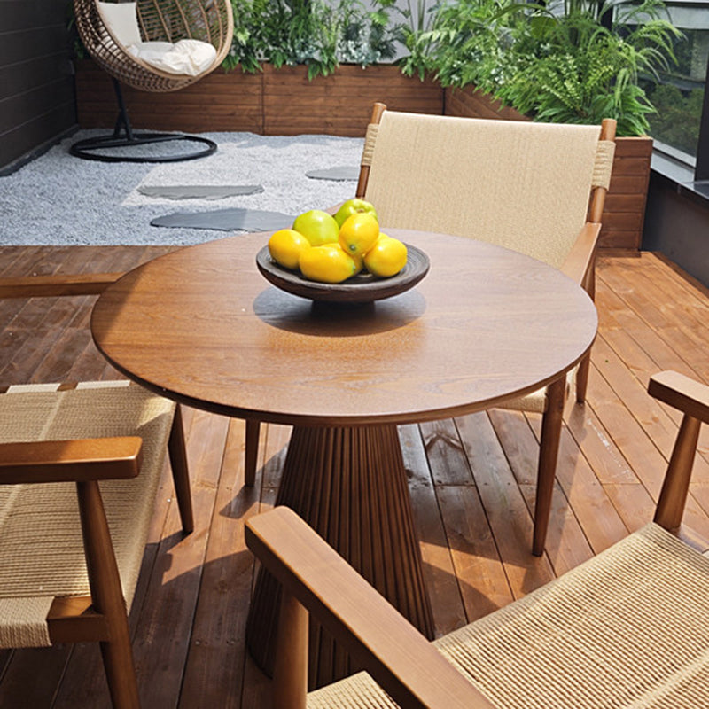 Zeitgemäßer runder Couchtisch im Retro-Stil aus Massivholz, Gummibaumholz und Sperrholz für Wohnzimmer, Esszimmer &amp; Balkon 
