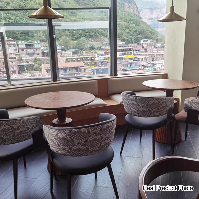 Zeitgemäßer runder Couchtisch im Retro-Stil aus Massivholz, Gummibaumholz und Sperrholz für Wohnzimmer, Esszimmer &amp; Balkon 