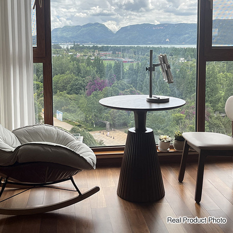 Zeitgemäßer runder Couchtisch im Retro-Stil aus Massivholz, Gummibaumholz und Sperrholz für Wohnzimmer, Esszimmer &amp; Balkon 