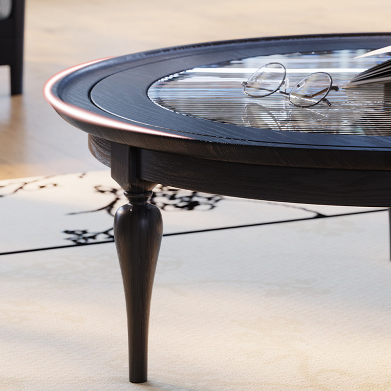 Premium Vintage French Ash Wood &amp; Plywood Coffee Table - Tall Glass Table &amp; Low Storage Tea Table Duo
