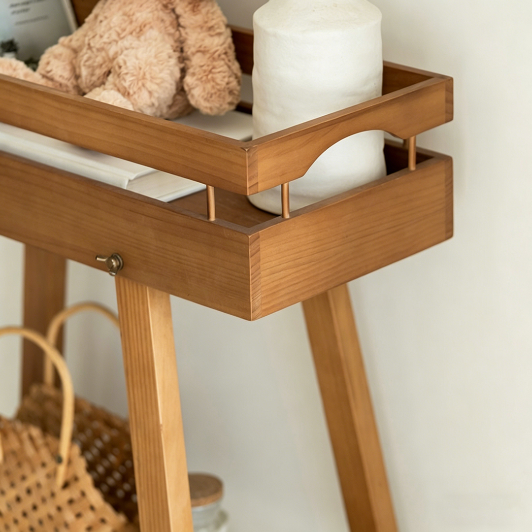 Modern Minimalist Solid Pine Wood Rectangular 2-Tier Shelving Unit &amp; Storage Shelf For Living Room