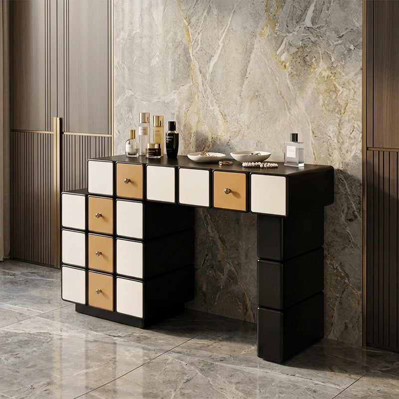 Nordic Makeup Vanity Desk With 5 Drawers Storage - Extendable MDF Dressing Table For Bedroom