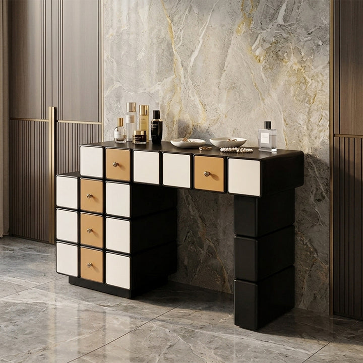 Nordic Makeup Vanity Desk With 5 Drawers Storage - Extendable MDF Dressing Table For Bedroom