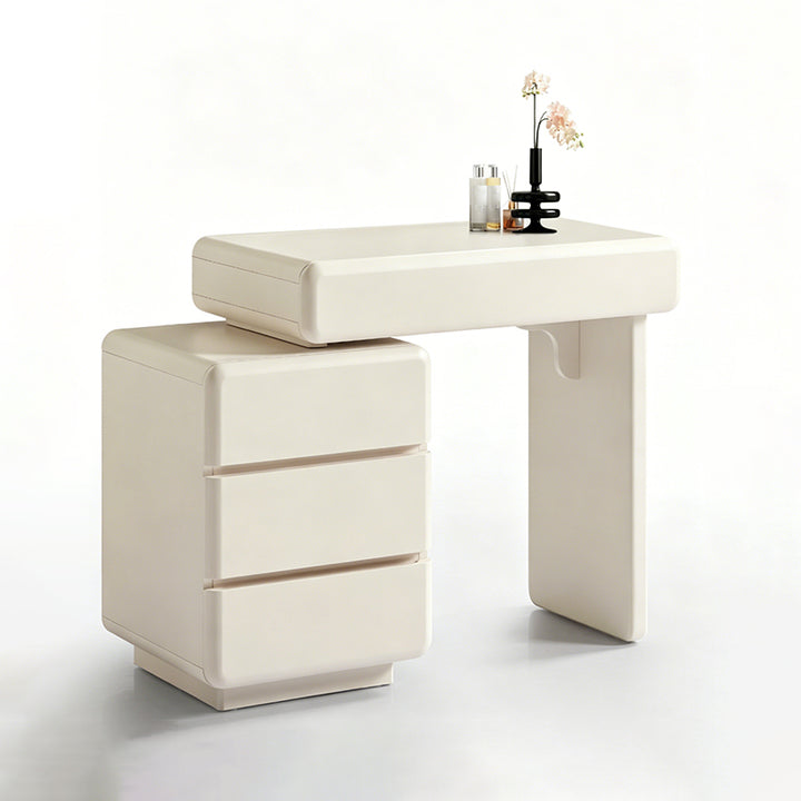 Contemporary Nordic Extendable MDF Vanity Desk With 4 Drawers - White Makeup Dressing Table For Bedroom