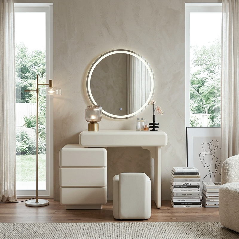 Contemporary Nordic Extendable MDF Vanity Desk With 4 Drawers