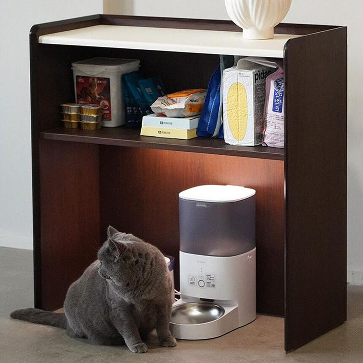 Contemporary Nordic Solid Wood &amp; Plywood Cat Cabinet - Pet Feeding Station With Storage Drawers &amp; Memo Board For Cats