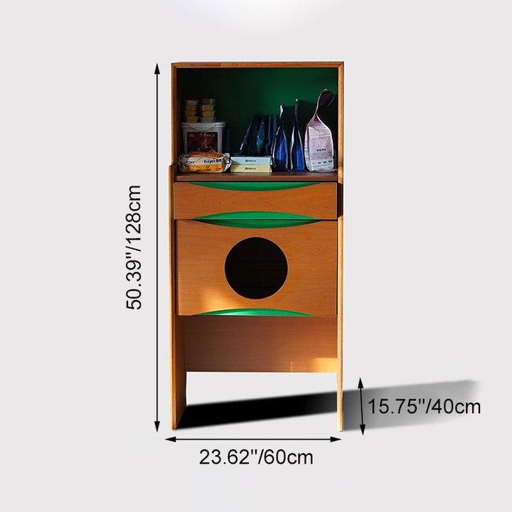 Contemporary Retro Wooden Cat Cabinet - Multifunctional Pet Furniture With Storage Drawer & Cat House For Living Room
