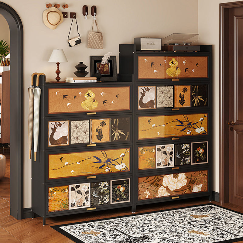 Contemporary Retro Steel PET Rectangular Shoe Storage With 7/9/11-Tier Storage For Entryway