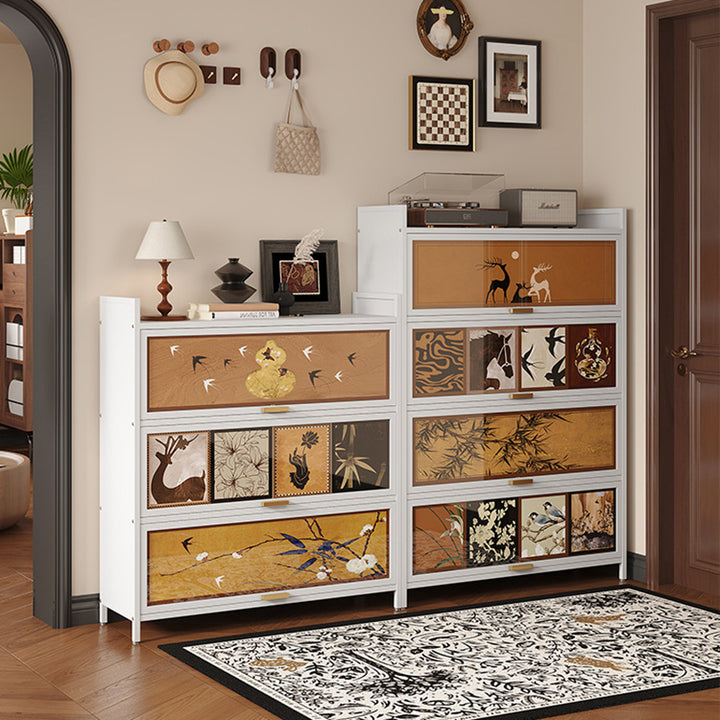 Contemporary Retro Steel PET Rectangular Shoe Storage With 7/9/11-Tier Storage For Entryway