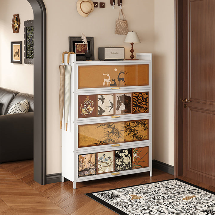 Contemporary Retro Steel PET Rectangular Shoe Storage With 7/9/11-Tier Storage For Entryway