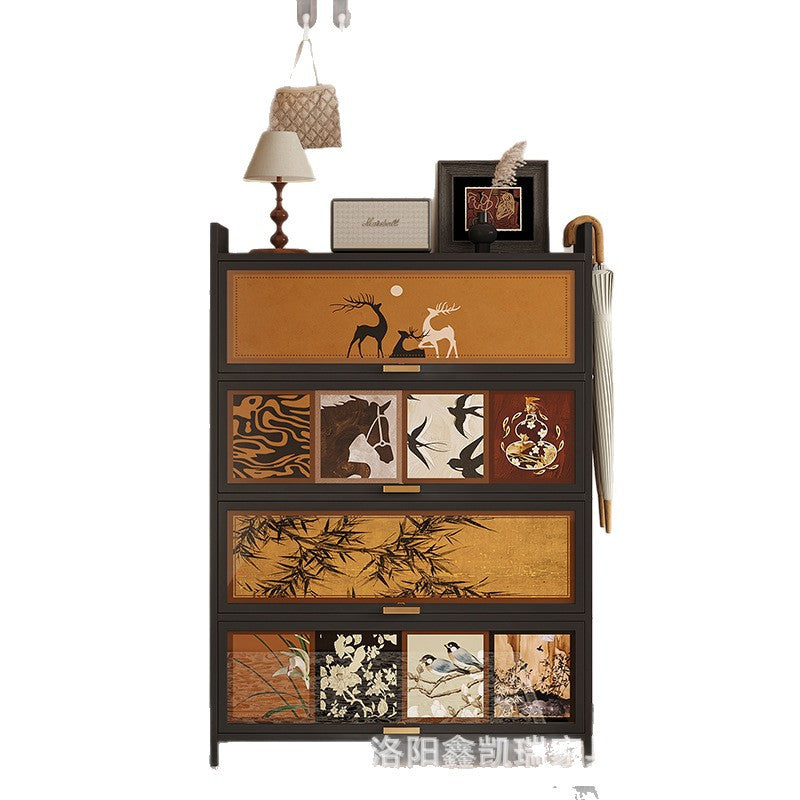 Contemporary Retro Steel PET Rectangular Shoe Storage With 7/9/11-Tier Storage For Entryway