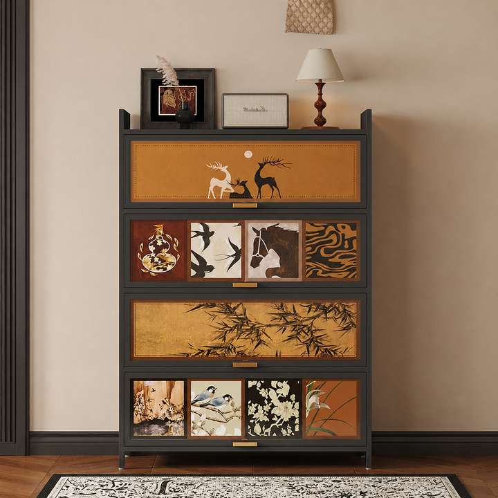 Contemporary Retro Steel PET Rectangular Shoe Storage With 7/9/11-Tier Storage For Entryway