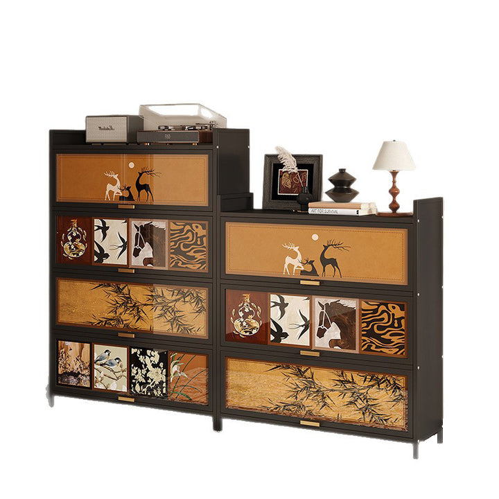 Contemporary Retro Steel PET Rectangular Shoe Storage With 7/9/11-Tier Storage For Entryway