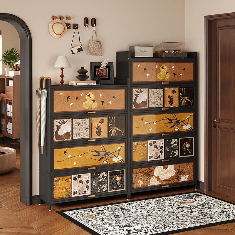 Contemporary Retro Steel PET Rectangular Shoe Storage With 7/9/11-Tier Storage For Entryway