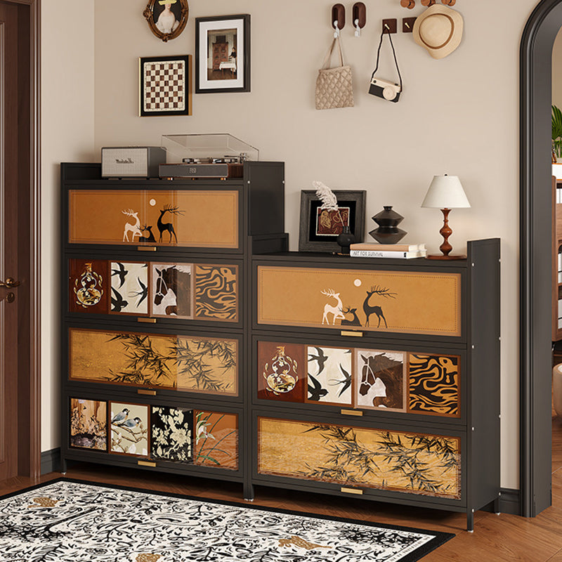 Contemporary Retro Steel PET Rectangular Shoe Storage With 7/9/11-Tier Storage For Entryway