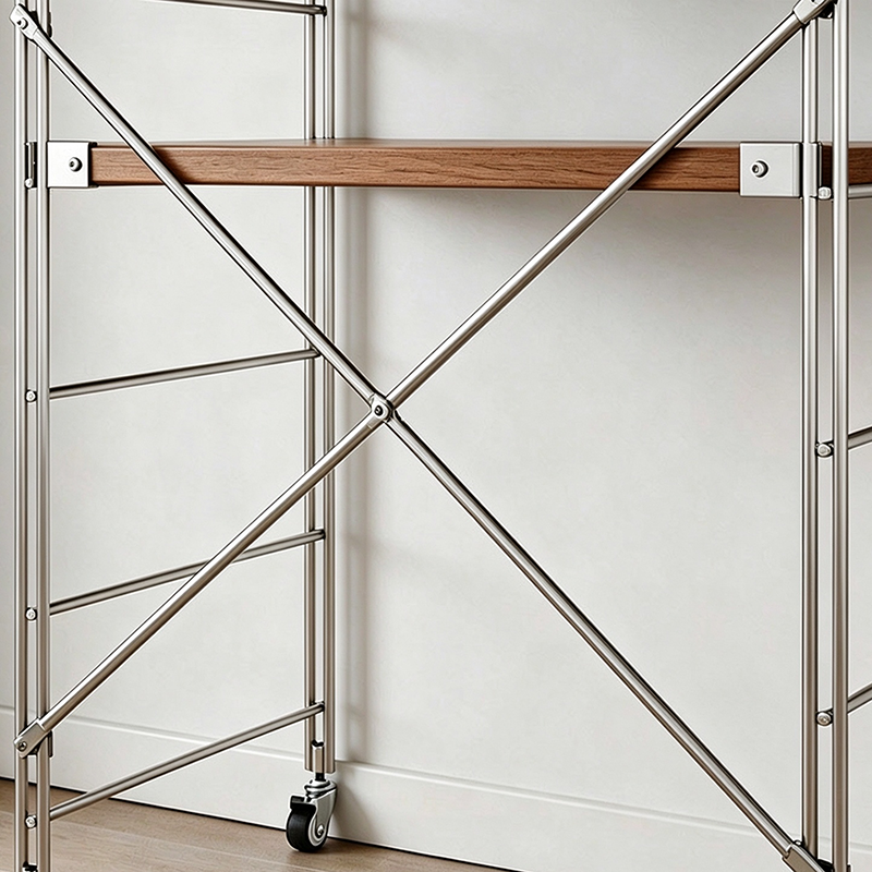 Modern Minimalist Steel &amp; Particleboard Storage Rack With Open Bottom Storage - Multi-Tier Organizer For Living Room &amp; Kitchen