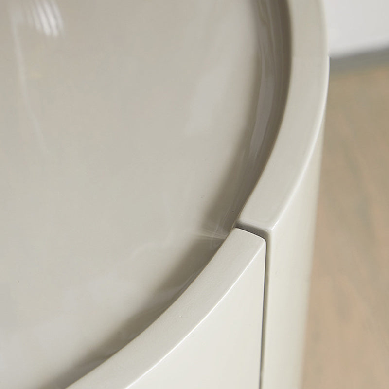 Table de chevet ronde minimaliste moderne en bois massif, contreplaqué et fer forgé avec 2 tiroirs pour chambre à coucher 