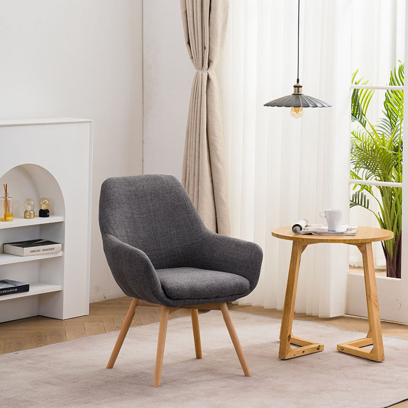 Modern Minimalist Wrap-Style Solid Wood MDF Cotton Linen Iron Accent Chair & Table Set For Living Room