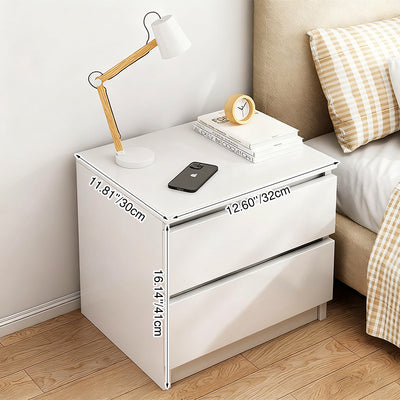 Modern Minimalist Square MDF Nightstand 2-Drawer For Living Room & Bedroom