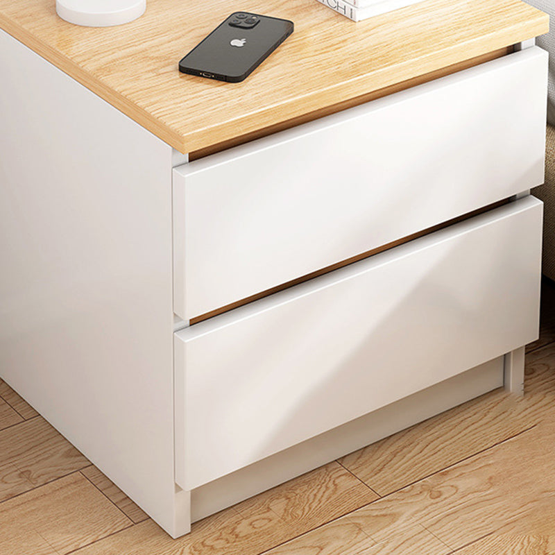 Modern Minimalist Square MDF Nightstand 2-Drawer For Living Room & Bedroom