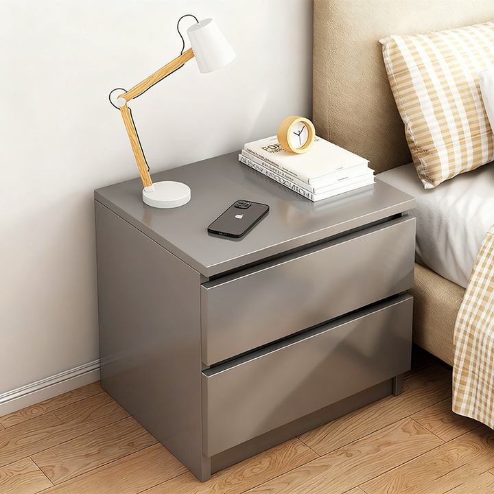 Table de chevet carrée moderne minimaliste en MDF à 2 tiroirs pour salon et chambre 