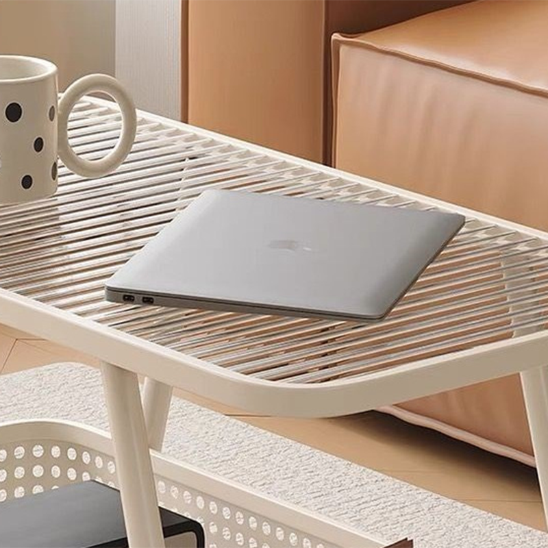 Modern Minimalist Rounded-Edge Design Carbon Steel Stone Slab Tempered Glass Movable Side Table 2-Tier For Living Room