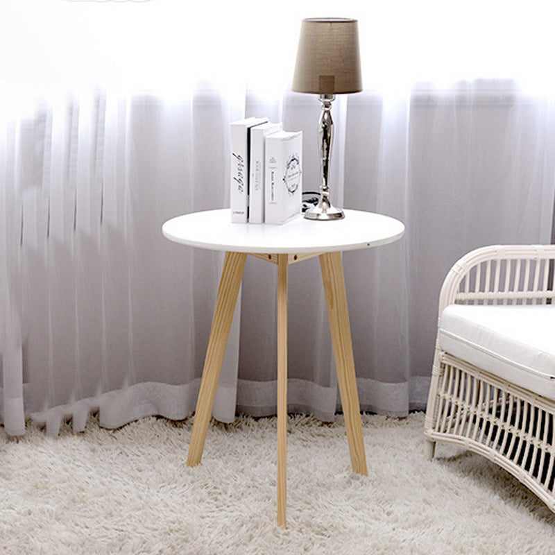 Moderner minimalistischer runder Couchtisch aus massivem Holz und MDF, 1-stöckig, für das Wohnzimmer 
