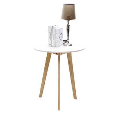 Modern Minimalist Round Solid Wood MDF Coffee Table 1-Tier For Living Room