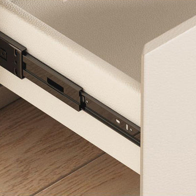 Modern Minimalist Rounded-Edge Microfiber Leather Solid Wood Nightstand 2-Drawer For Bedroom