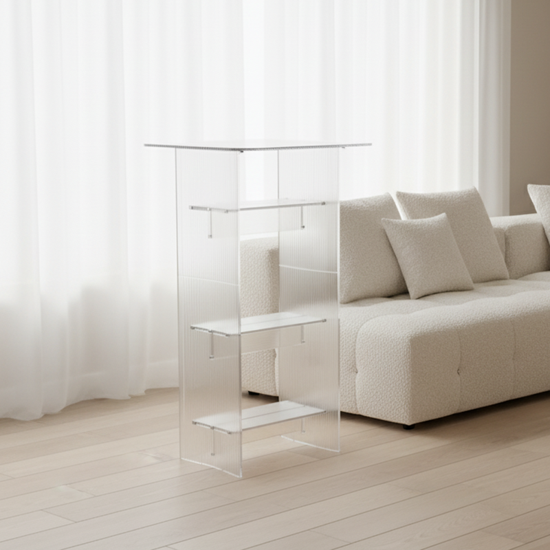 Modern Minimalist Rounded-Edge PC End Table 2/3/4-Tier For Living Room