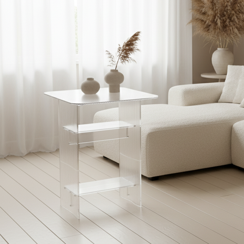 Modern Minimalist Rounded-Edge PC End Table 2/3/4-Tier For Living Room
