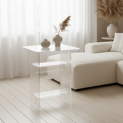 Modern Minimalist Rounded-Edge PC End Table 2/3/4-Tier For Living Room