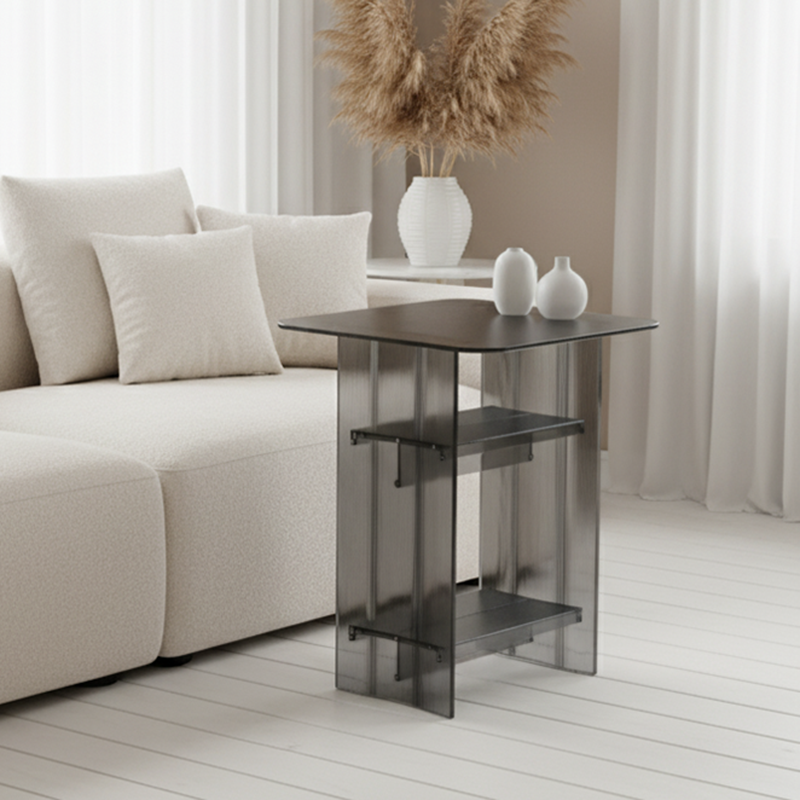 Modern Minimalist Rounded-Edge PC End Table 2/3/4-Tier For Living Room