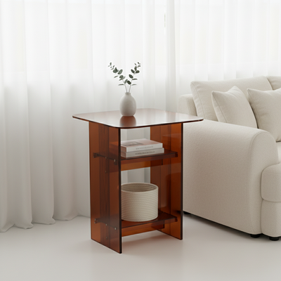 Modern Minimalist Rounded-Edge PC End Table 2/3/4-Tier For Living Room