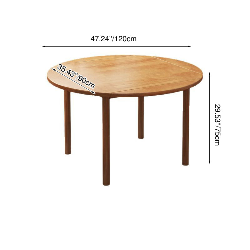Modern Minimalist Round Square Solid Wood Foldable Dining Table & Chair Set For 4 Seats