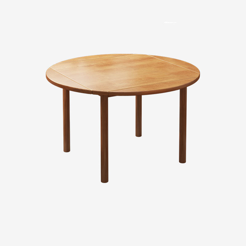 Modern Minimalist Round Square Solid Wood Foldable Dining Table &amp; Chair Set For 4 Seats