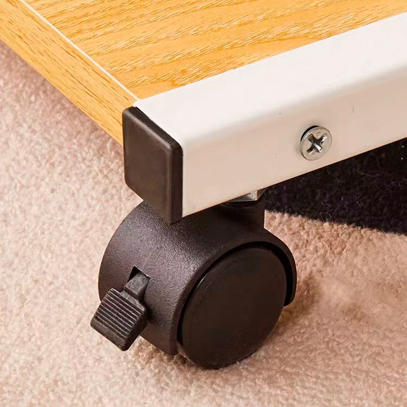 Modern Minimalist Rectangular Rounded-Edge MDF Iron Movable Coffee Table 2-Tier For Living Room