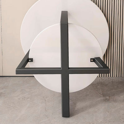 Modern Minimalist Round Carbon Steel MDF End Table 2-Tier For Living Room