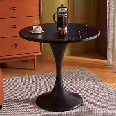 Modern Minimalist Tulip-Shaped Round MDF Carbon Steel Coffee Table 1-Tier For Living Room