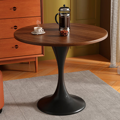 Modern Minimalist Tulip-Shaped Round MDF Carbon Steel Coffee Table 1-Tier For Living Room