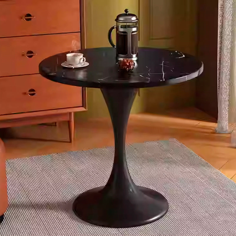 Modern Minimalist Tulip-Shaped Round MDF Carbon Steel Coffee Table 1-Tier For Living Room