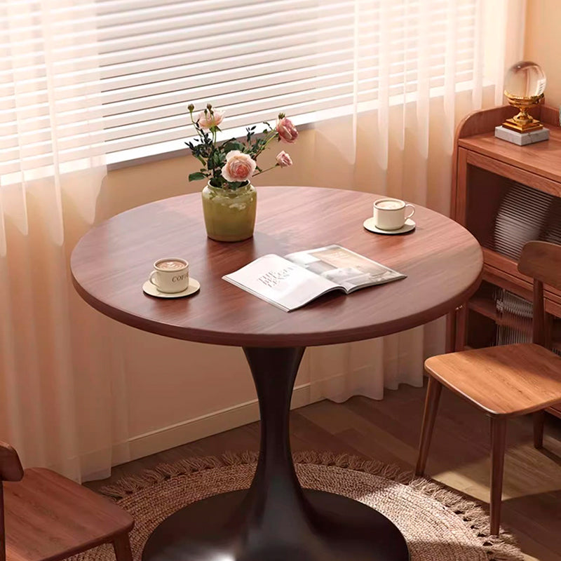 Modern Minimalist Tulip-Shaped Round MDF Carbon Steel Coffee Table 1-Tier For Living Room