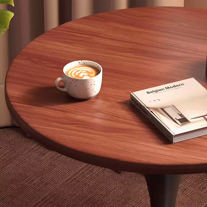 Modern Minimalist Tulip-Shaped Round MDF Carbon Steel Coffee Table 1-Tier For Living Room