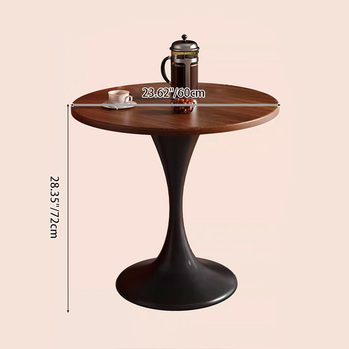 小さな空間のリビングルーム向けの、モダンなミニマリストのチューリップ型丸型MDFカーボンスチール製コーヒーテーブル兼ダイニングテーブル 