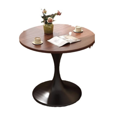 Modern Minimalist Tulip-Shaped Round MDF Carbon Steel Coffee Table 1-Tier For Living Room