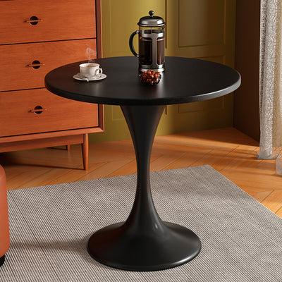 Modern Minimalist Tulip-Shaped Round MDF Carbon Steel Coffee Table 1-Tier For Living Room