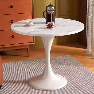 Modern Minimalist Tulip-Shaped Round MDF Carbon Steel Coffee Table 1-Tier For Living Room