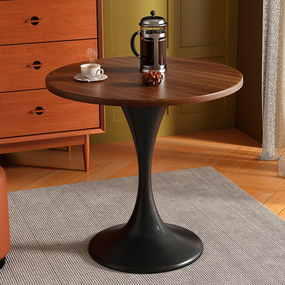 Modern Minimalist Tulip-Shaped Round MDF Carbon Steel Coffee Table 1-Tier For Living Room