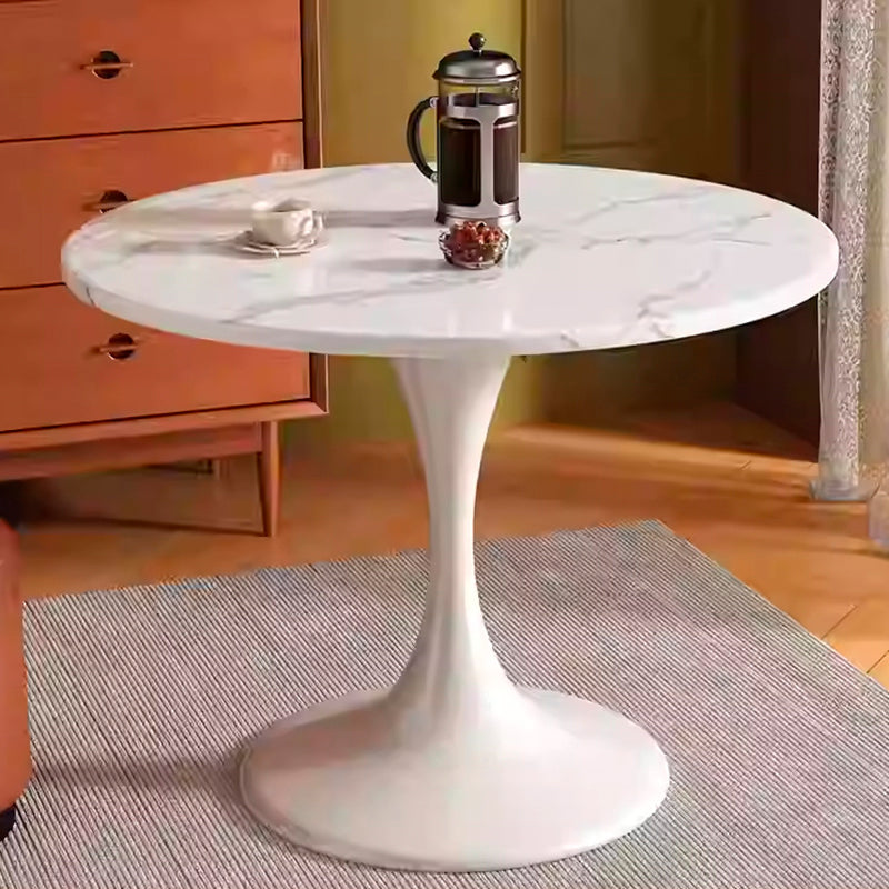 Modern Minimalist Tulip-Shaped Round MDF Carbon Steel Coffee Table 1-Tier For Living Room