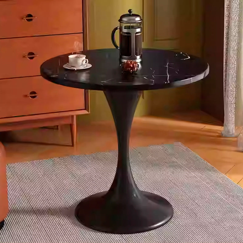 Modern Minimalist Tulip-Shaped Round MDF Carbon Steel Coffee Table 1-Tier For Living Room